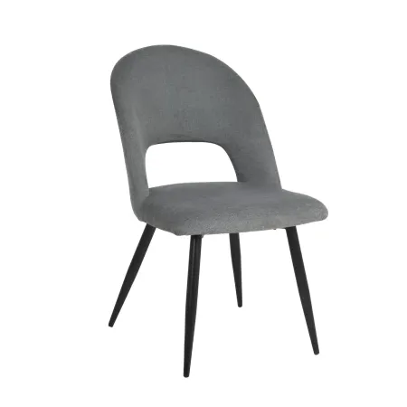 Set 2 Sedie da Interno Imbottite in Tessuto Grigio con Gambe Nere