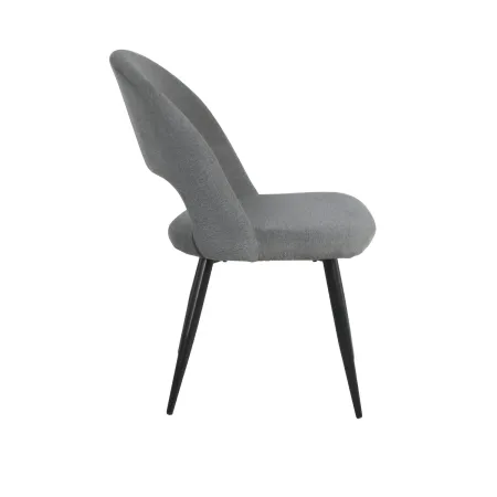 Set 2 Sedie da Interno Imbottite in Tessuto Grigio con Gambe Nere
