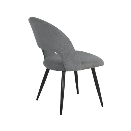 Set 2 Sedie da Interno Imbottite in Tessuto Grigio con Gambe Nere