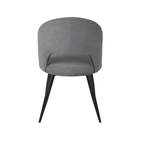 Set 2 Sedie da Interno Imbottite in Tessuto Grigio con Gambe Nere