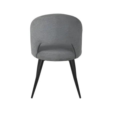 Set 2 Sedie da Interno Imbottite in Tessuto Grigio con Gambe Nere