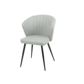 Set 2 Sedie da Interno Imbottite in Tessuto Grigio Chiaro Gambe Nere