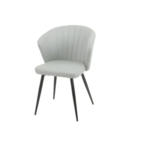 Set 2 Sedie da Interno Imbottite in Tessuto Grigio Chiaro Gambe Nere