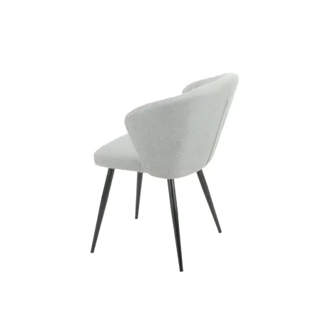 Set 2 Sedie da Interno Imbottite in Tessuto Grigio Chiaro Gambe Nere