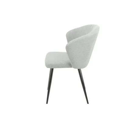 Set 2 Sedie da Interno Imbottite in Tessuto Grigio Chiaro Gambe Nere