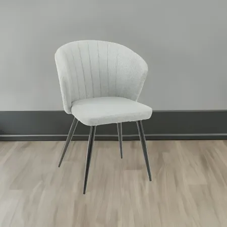 Set 2 Sedie da Interno Imbottite in Tessuto Grigio Chiaro Gambe Nere