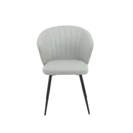 Set 2 Sedie da Interno Imbottite in Tessuto Grigio Chiaro Gambe Nere