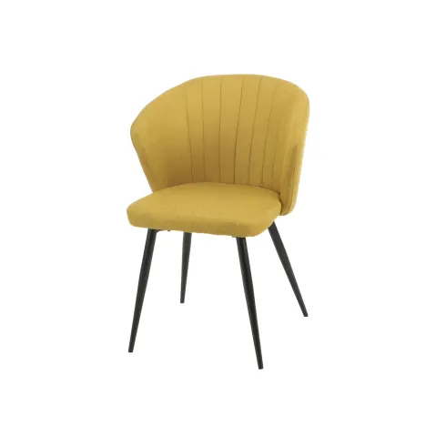 Set 2 Sedie da Interno Imbottite in Tessuto Giallo con Gambe Nere