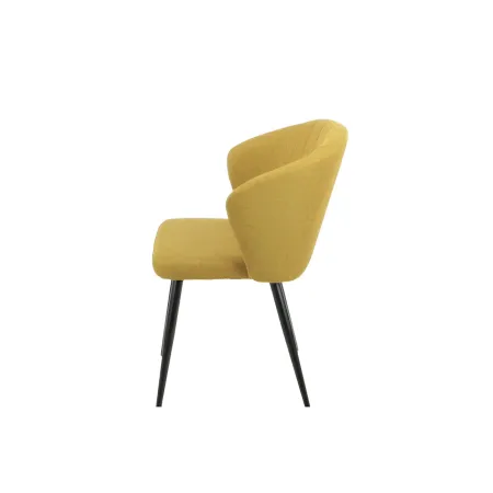 Set 2 Sedie da Interno Imbottite in Tessuto Giallo con Gambe Nere