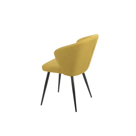 Set 2 Sedie da Interno Imbottite in Tessuto Giallo con Gambe Nere