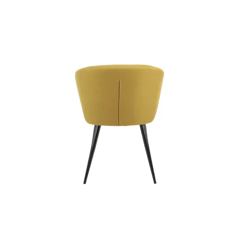 Set 2 Sedie da Interno Imbottite in Tessuto Giallo con Gambe Nere