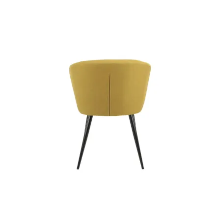 Set 2 Sedie da Interno Imbottite in Tessuto Giallo con Gambe Nere