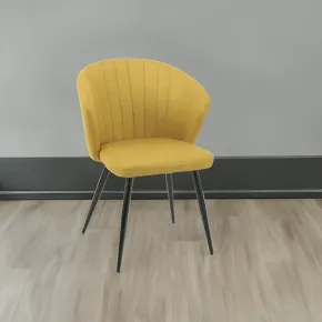 Set 2 Sedie da Interno Imbottite in Tessuto Giallo con Gambe Nere 2