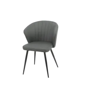 Set 2 Sedie da Interno Imbottite in Tessuto Grigio Scuro Gambe Nere