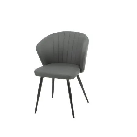 Set 2 Sedie da Interno Imbottite in Tessuto Grigio Scuro Gambe Nere