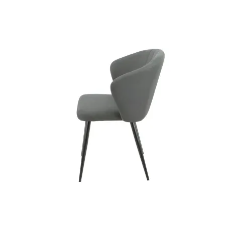 Set 2 Sedie da Interno Imbottite in Tessuto Grigio Scuro Gambe Nere