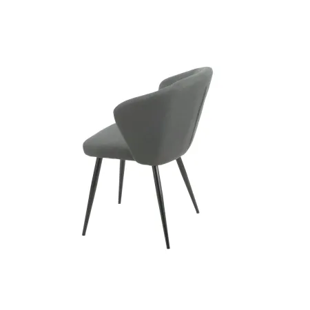 Set 2 Sedie da Interno Imbottite in Tessuto Grigio Scuro Gambe Nere