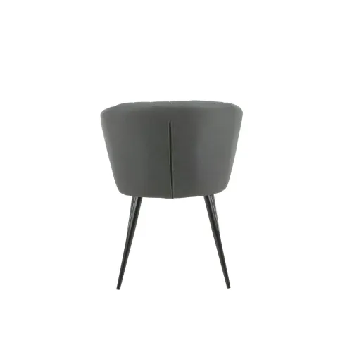 Set 2 Sedie da Interno Imbottite in Tessuto Grigio Scuro Gambe Nere