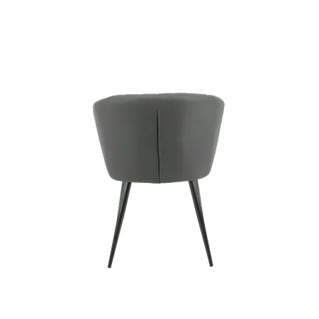 Set 2 Sedie da Interno Imbottite in Tessuto Grigio Scuro Gambe Nere