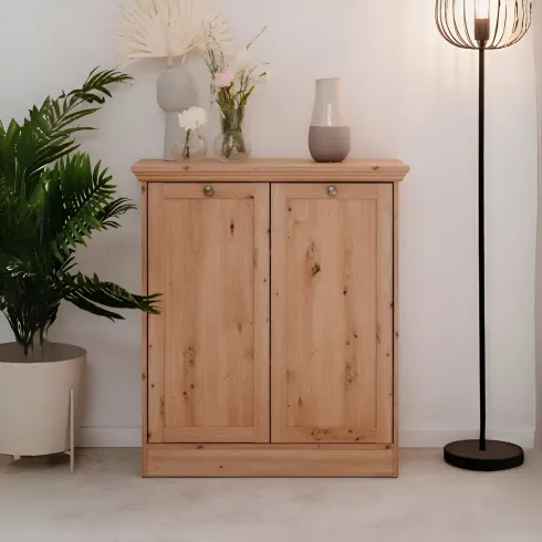 Credenza 2 Ante 80x35x90 cm Legno Rovere Anticato con Ripiani Interni