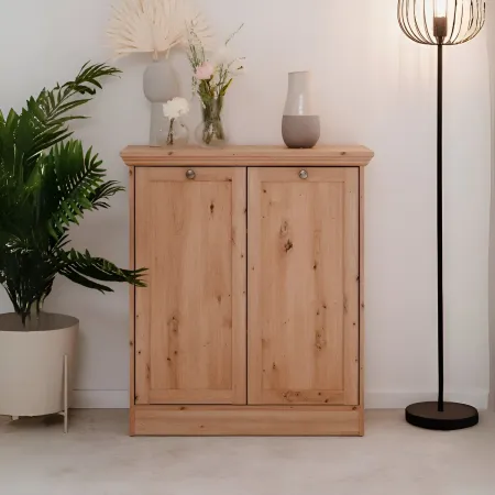 Credenza 2 Ante 80x35x90 cm Legno Rovere Anticato con Ripiani Interni