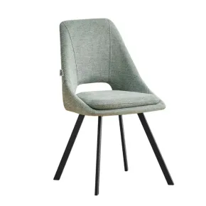 Set 2 Sedie Imbottite da Interno in Tessuto Verde Gambe in Metallo Nero