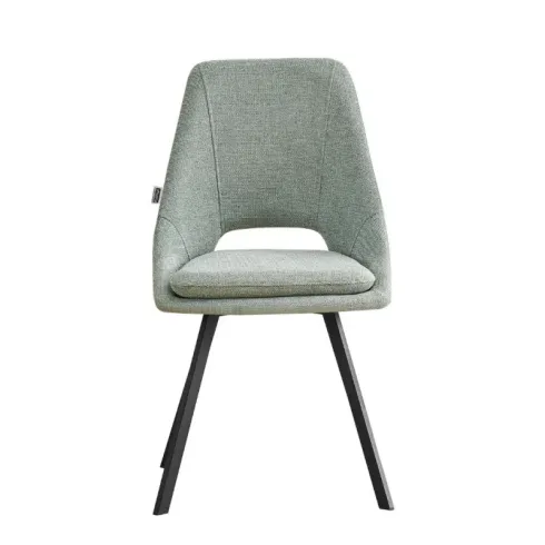 Set 2 Sedie Imbottite da Interno in Tessuto Verde Gambe in Metallo Nero