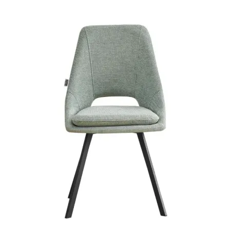 Set 2 Sedie Imbottite da Interno in Tessuto Verde Gambe in Metallo Nero