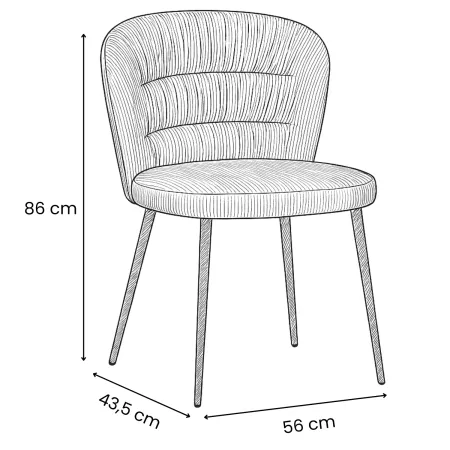 Set 4 Sedie da Interno Imbottite in Tessuto Verde Gambe in Metallo Nero