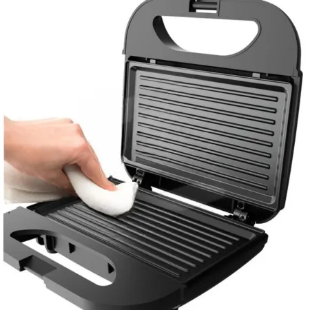 Tostiera Compatta Acciaio Inox 21,5x21,5x7,5 cm 750 W Nera Oro