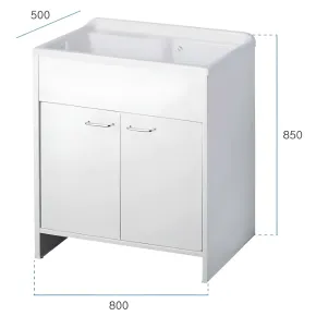 Mobile Lavatoio PVC 80x50x85 cm per Esterni con Vano Porta Oggetti 2
