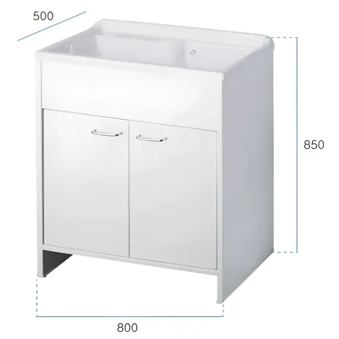 Mobile Lavatoio PVC 80x50x85 cm per Esterni con Vano Porta Oggetti