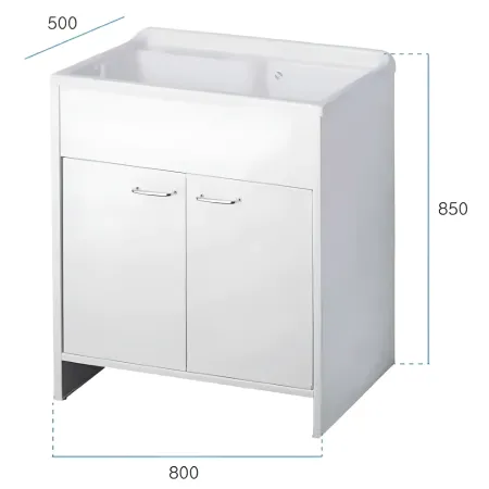 Mobile Lavatoio PVC 80x50x85 cm per Esterni con Vano Porta Oggetti