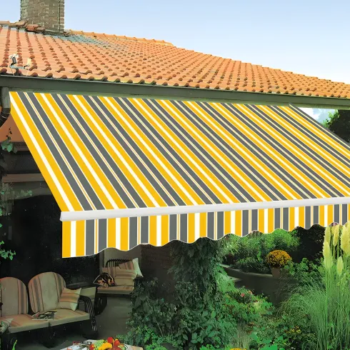 Tenda da Sole Avvolgibile 395x250 cm Bracci Retrattili Giallo Grigio