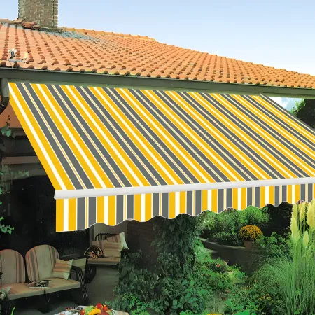 Tenda da Sole Avvolgibile 395x250 cm Bracci Retrattili Giallo Grigio