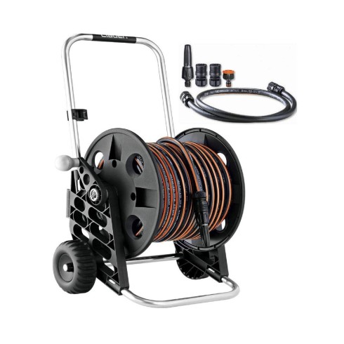 Kit Avvolgitubo Claber 30m Carrello in Alluminio Tubo Irrigazione