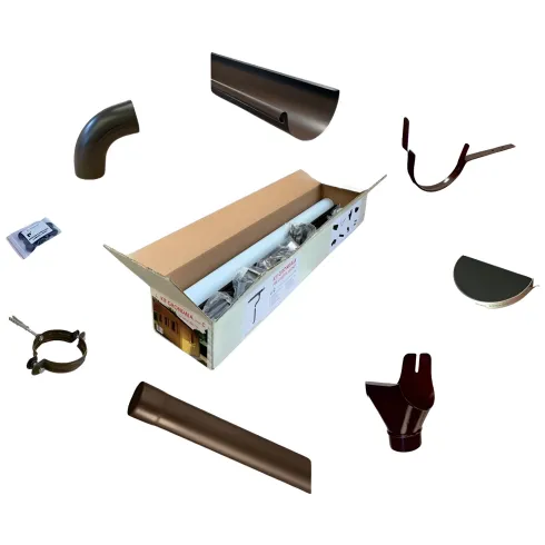 Kit F Grondaia Zincata Casette Legno Falde 400 e 490 cm con Accessori