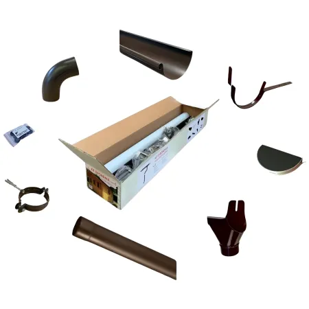 Kit F Grondaia Zincata Casette Legno Falde 400 e 490 cm con Accessori