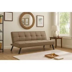 Divano Letto 3 Posti Beige Lino Prontoletto Salvaspazio Gambe Metallo 2