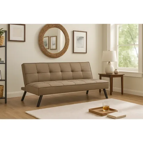 Divano Letto 3 Posti Beige Lino Prontoletto Salvaspazio Gambe Metallo