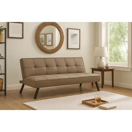 Divano Letto 3 Posti Beige Lino Prontoletto Salvaspazio Gambe Metallo