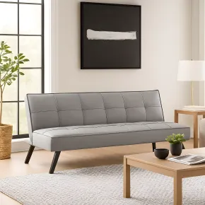Divano Letto 3 Posti Grigio Chiaro Lino Prontoletto Salvaspazio 2