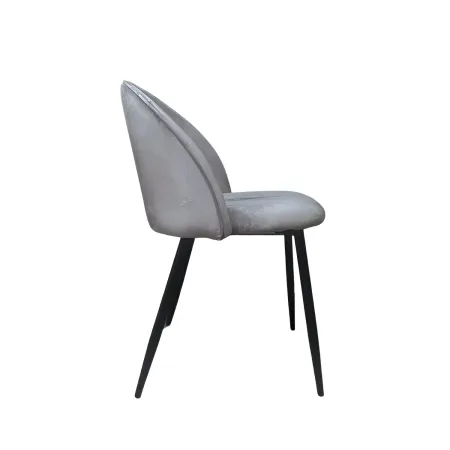 Set 4 Sedie in Velluto Grigio 47x57x78 cm Gambe in Metallo Nero