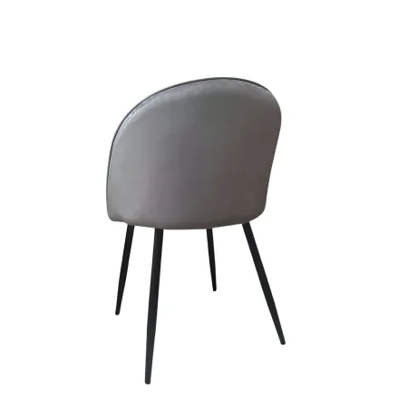 Set 4 Sedie in Velluto Grigio 47x57x78 cm Gambe in Metallo Nero