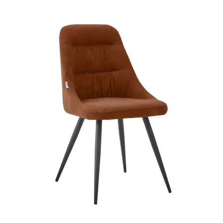 Set 2 Sedie Imbottite in Tessuto Ruggine Gambe in Metallo Nero