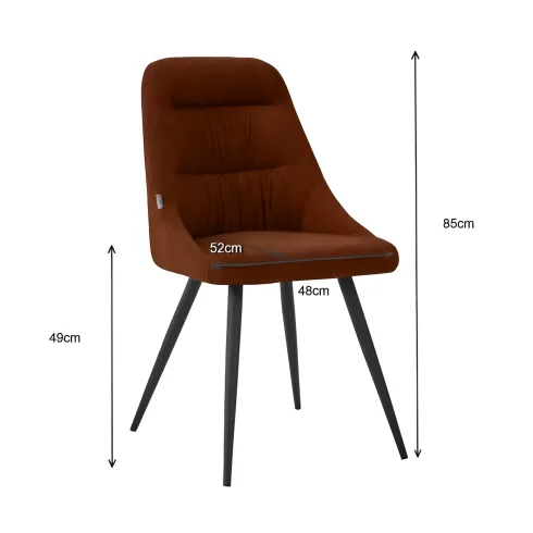 Set 2 Sedie Imbottite in Tessuto Ruggine Gambe in Metallo Nero