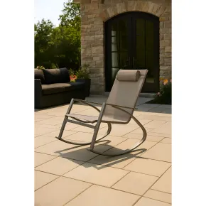 Sedia Dondolo da Esterno in Acciaio 60x104x95 cm con Poggiatesta 2