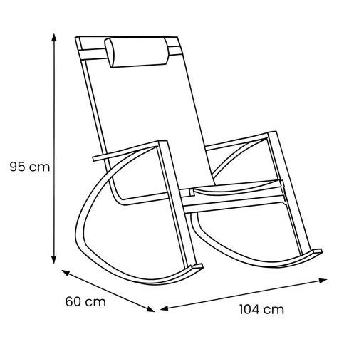 Sedia Dondolo da Esterno in Acciaio 60x104x95 cm con Poggiatesta