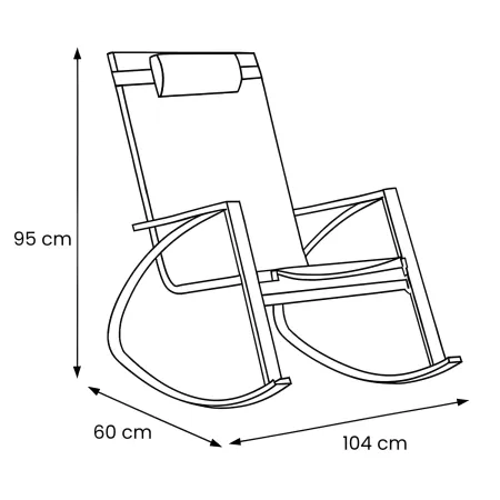 Sedia Dondolo da Esterno in Acciaio 60x104x95 cm con Poggiatesta