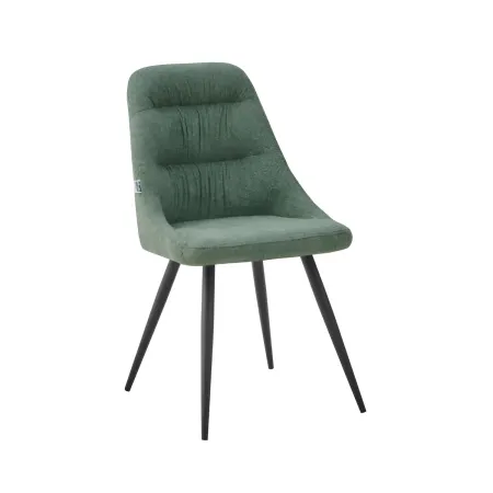 Set 2 Sedie Imbottite in Tessuto Verde Gambe in Metallo Nero